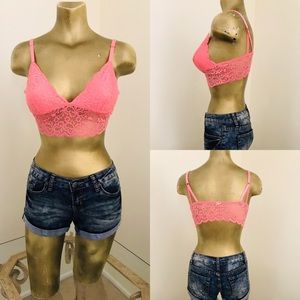 NWOT Peach Stretch LACE BRALETTE Small